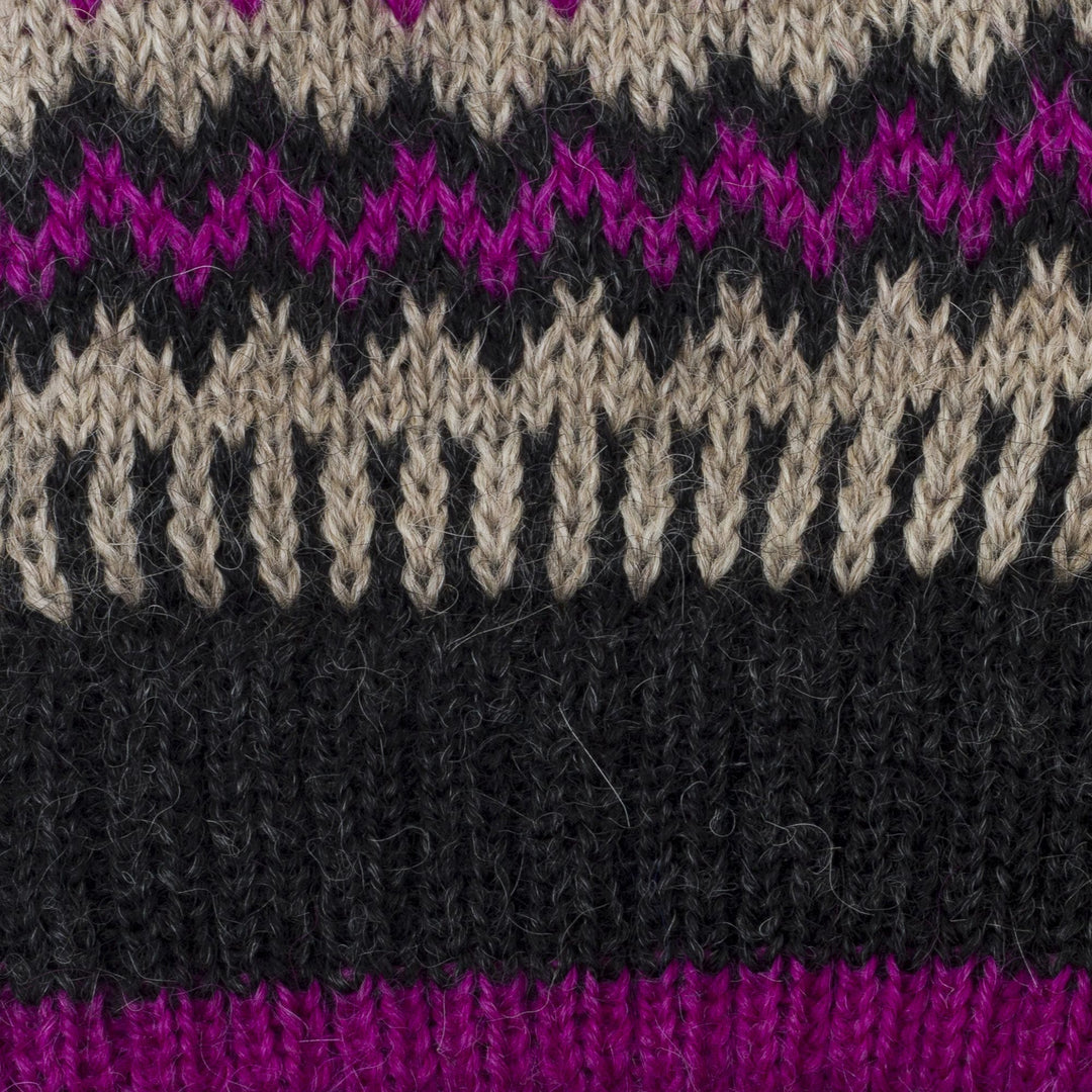 Knit 100% Alpaca Hat with Pompom from Peru - Miski Inca