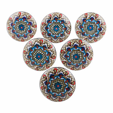 Set of 6 Hand Painted Ceramic Knobs/Drawer Pulls - Floral Appeal