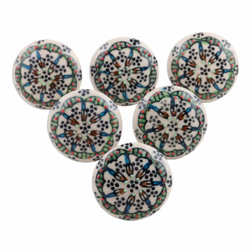 Set of 6 Multicolor Floral Ceramic Knobs - Floral Majesty