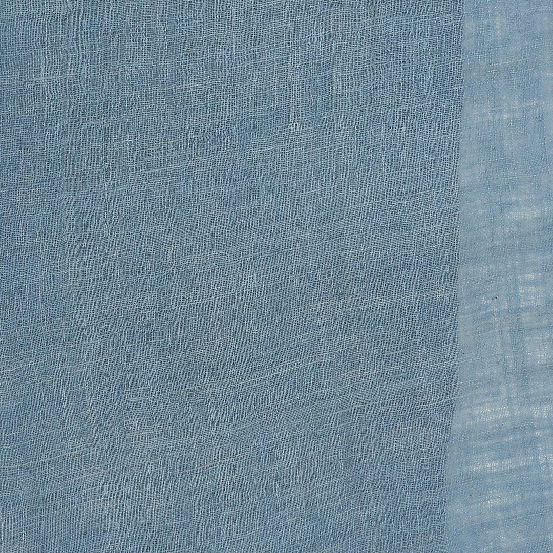 Light Indigo Hand Spun and Woven Cotton Shawl - Morning Indigo