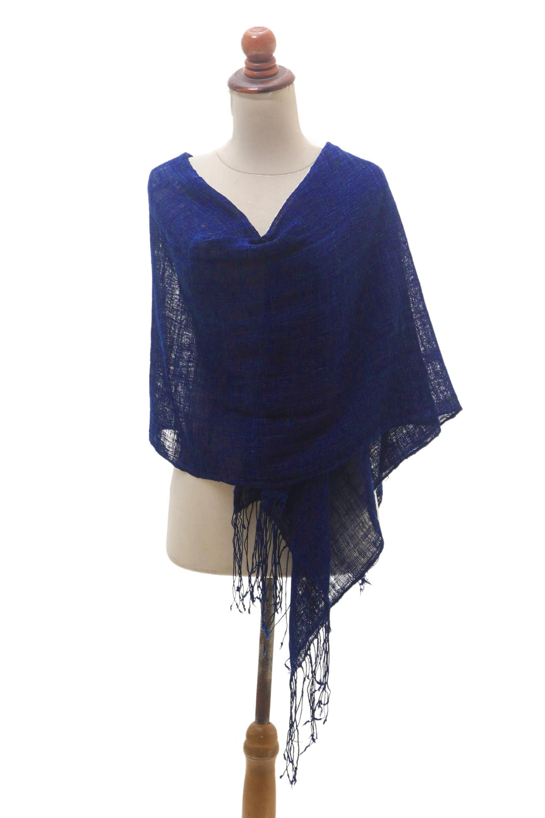 Hand Woven All Cotton Shawl in Dark Indigo - Midnight Indigo