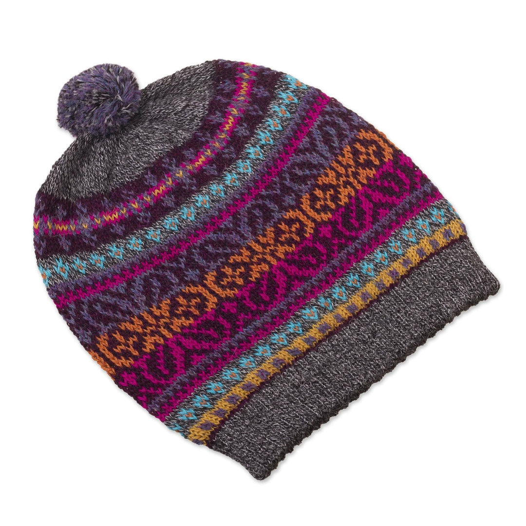 Multicolored 100% Alpaca Knit Hat - Inca Melange