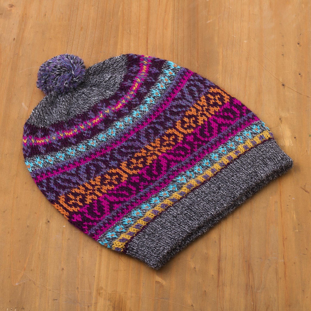 Multicolored 100% Alpaca Knit Hat - Inca Melange