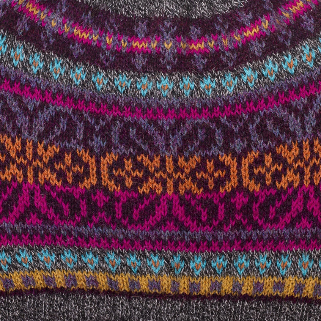 Multicolored 100% Alpaca Knit Hat - Inca Melange