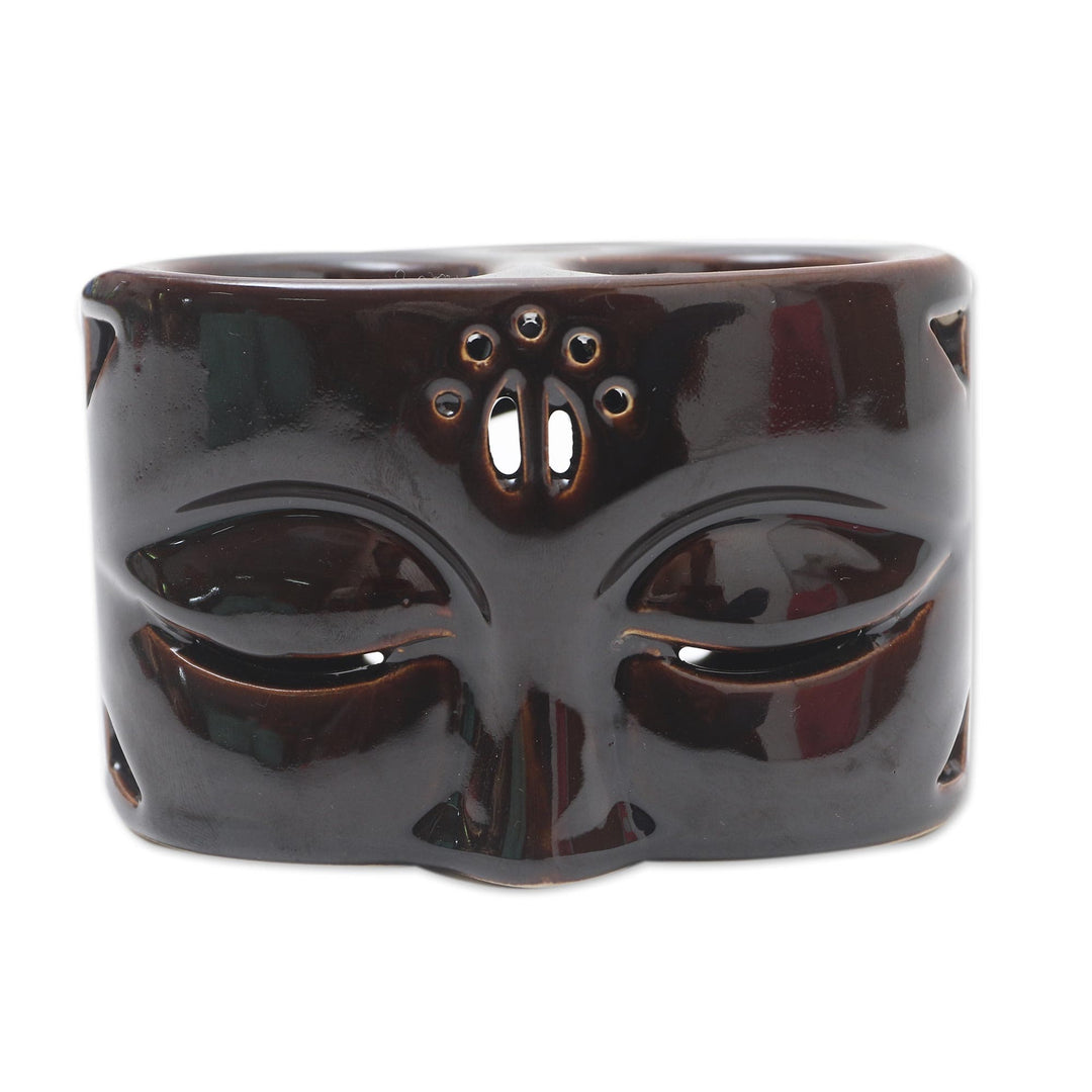 Buddha's Gaze Brown Ceramic Oil Warmer - Buddha's Gaze
