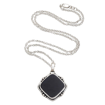 Black Onyx Sterling Silver Pendant Necklace - On Guard