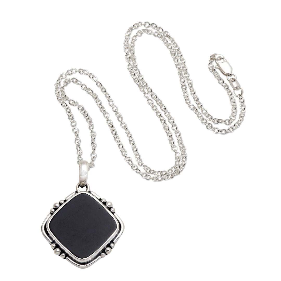 Black Onyx Sterling Silver Pendant Necklace - On Guard