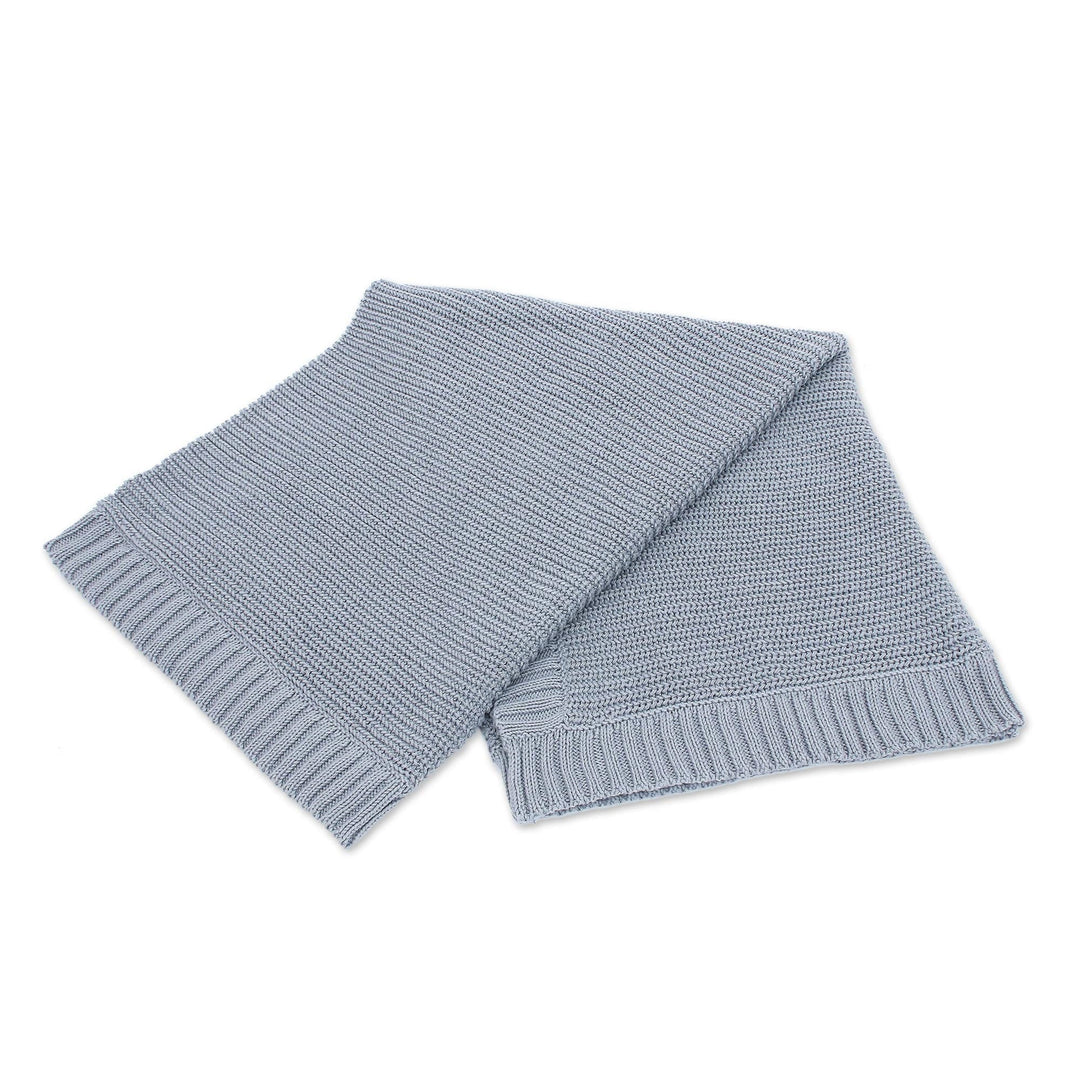 All Cotton Throw Blanket in Grey from Thailand - Grey Comfort