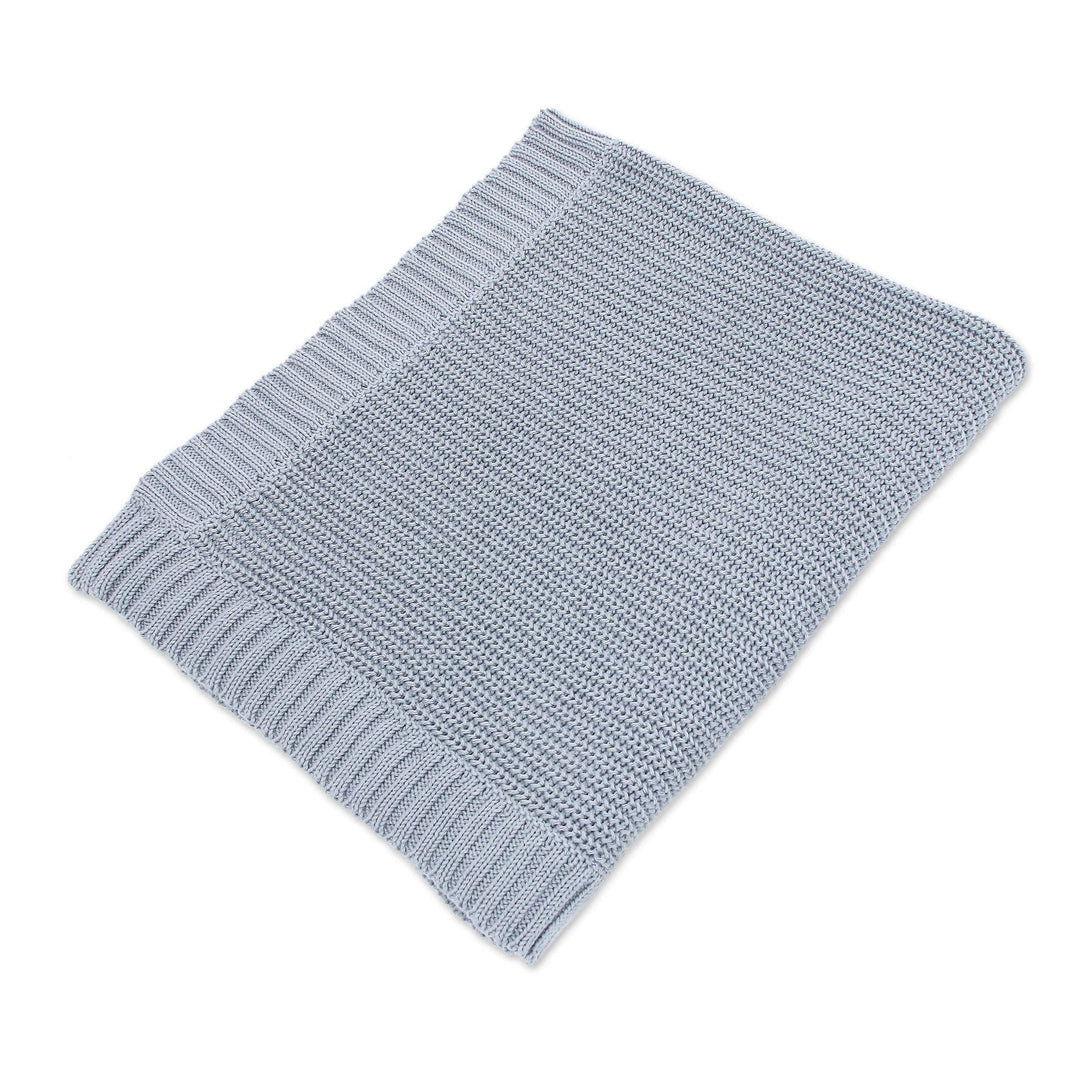 All Cotton Throw Blanket in Grey from Thailand - Grey Comfort