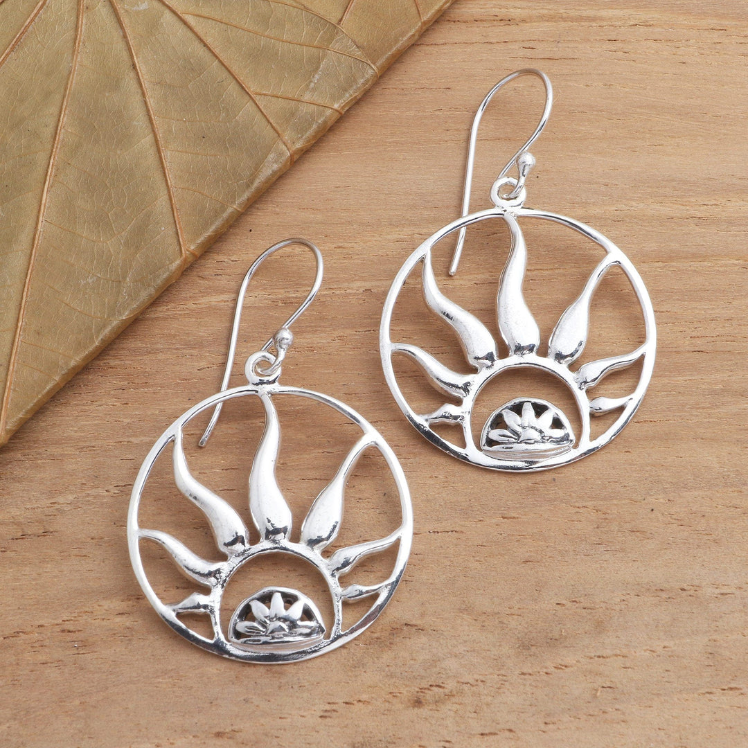 Fire Ring Sterling High Polish Silver Dangle Earrings - Balinese Fire