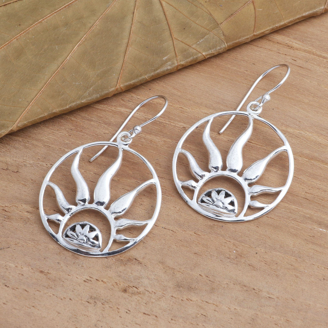 Fire Ring Sterling High Polish Silver Dangle Earrings - Balinese Fire