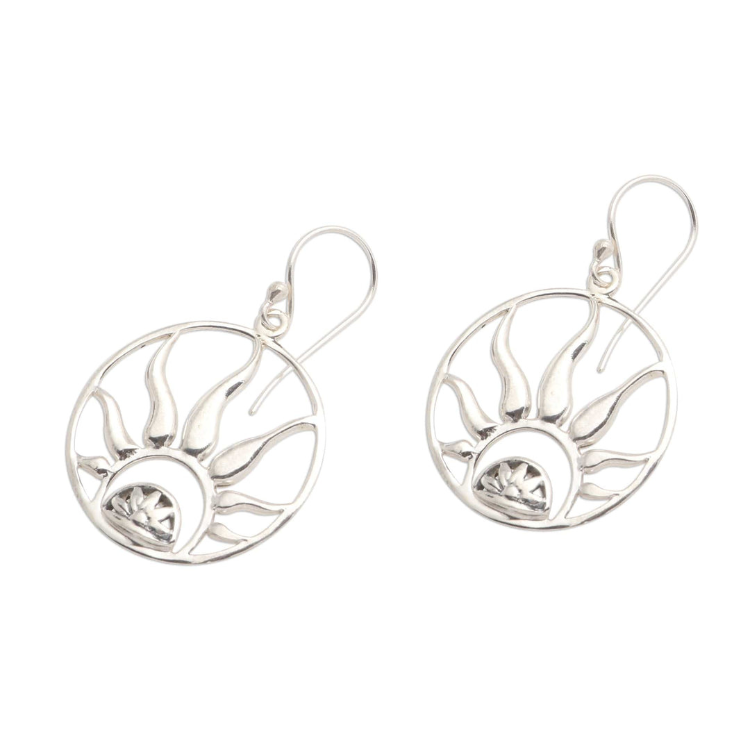 Fire Ring Sterling High Polish Silver Dangle Earrings - Balinese Fire