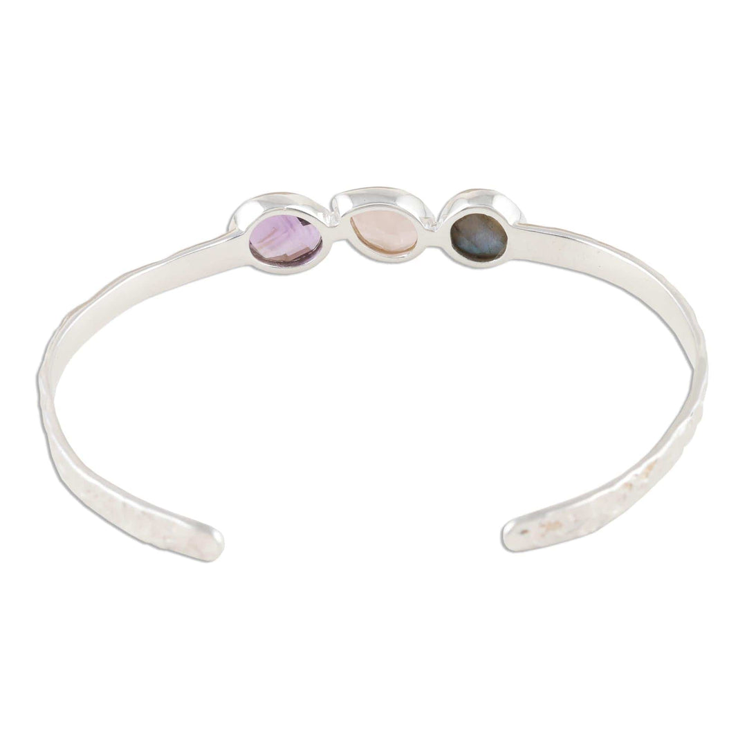 Multi-Gemstone Cuff Bracelet with Labradorite - Captivating Trio
