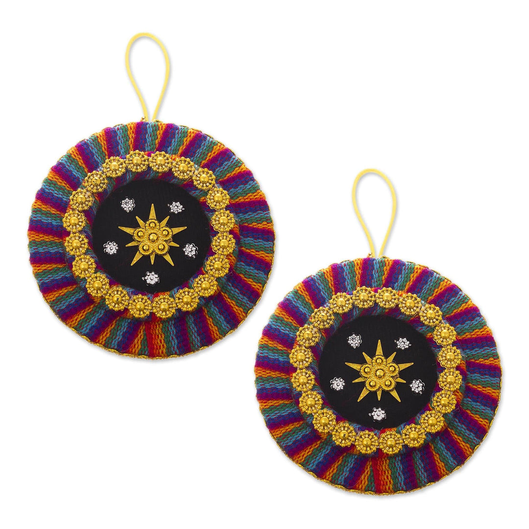 Colorful Handmade Christmas Ornaments from Peru (Pair) - Star of Bethlehem