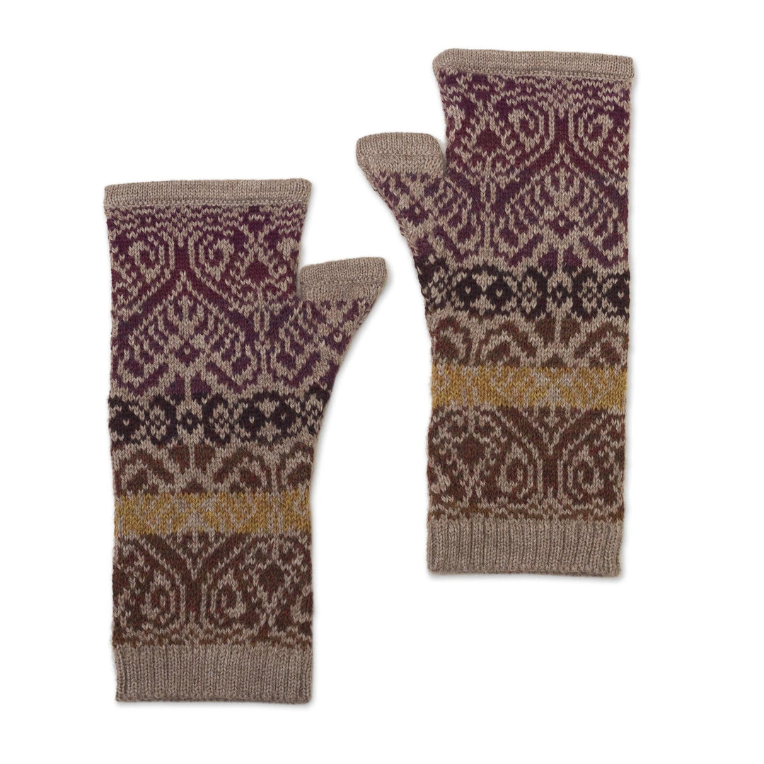 Soft Alpaca Wool Fingerless Mitts in Earth Tones - Cusco Earth