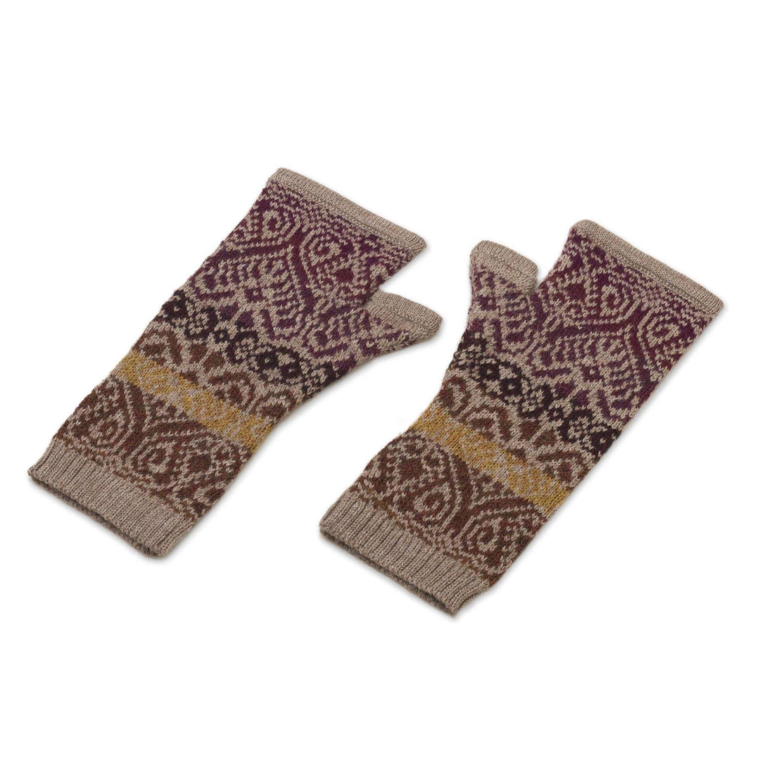 Soft Alpaca Wool Fingerless Mitts in Earth Tones - Cusco Earth