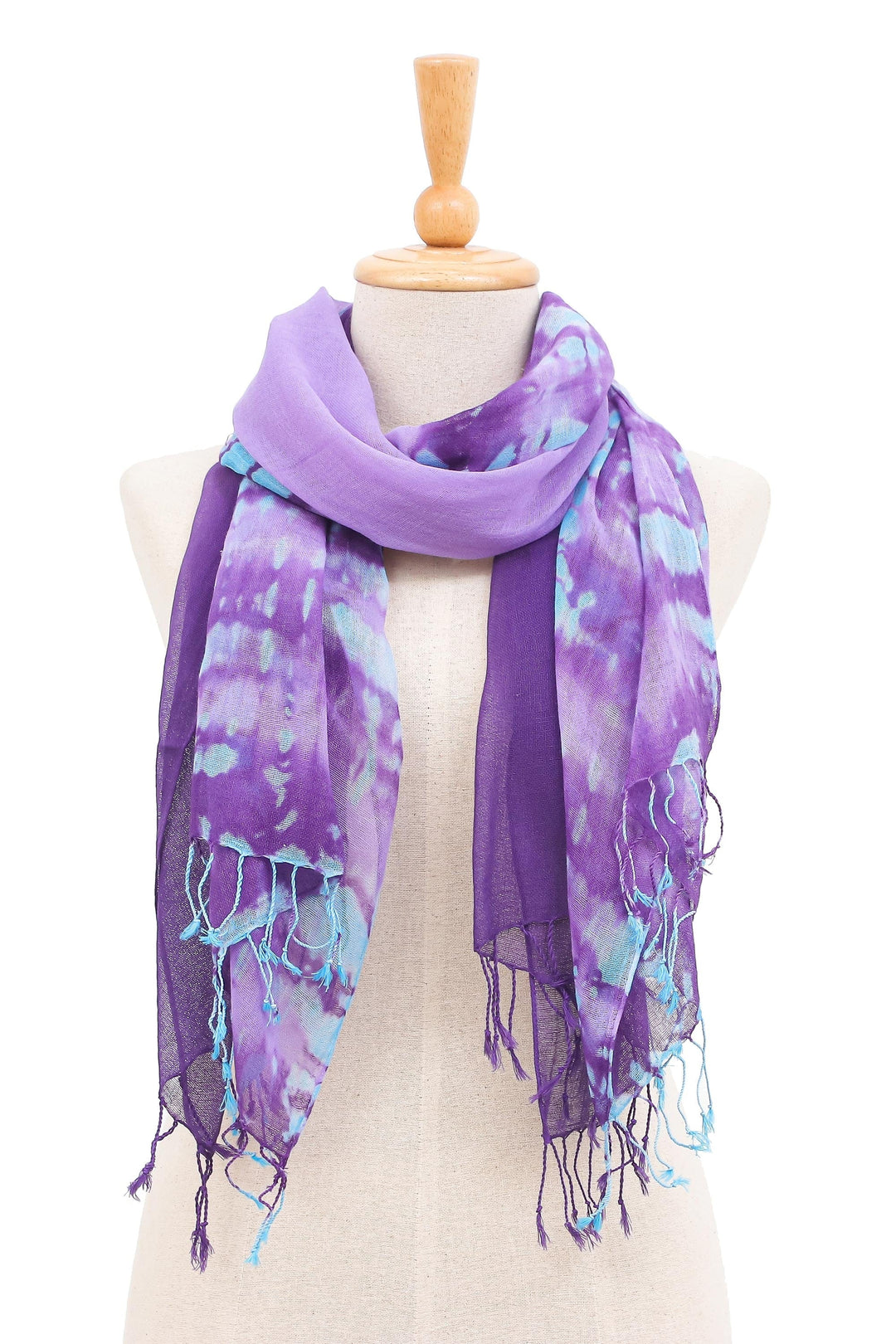 Pair of Cotton Scarves in Shades of Blue - Sky of Love