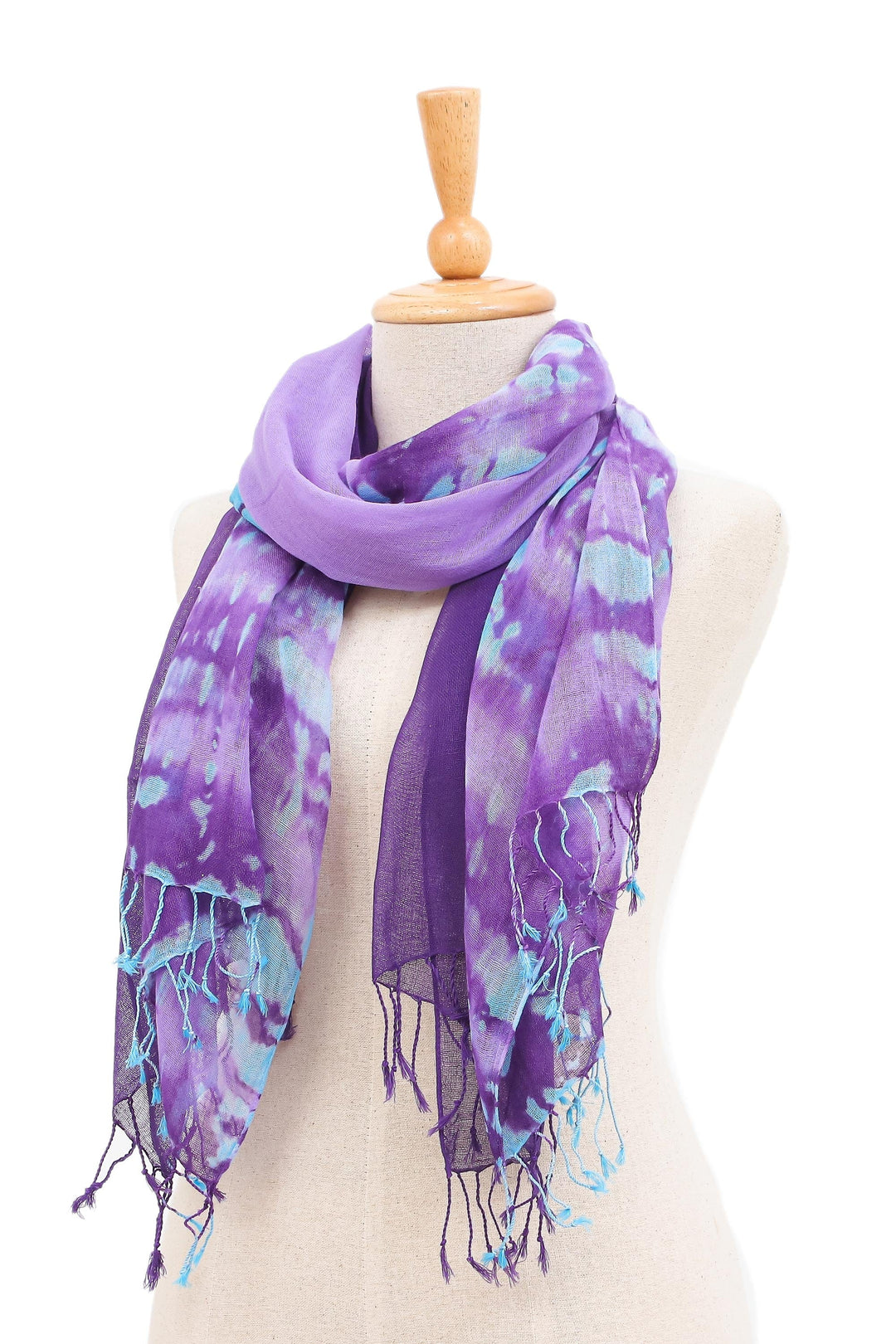 Pair of Cotton Scarves in Shades of Blue - Sky of Love