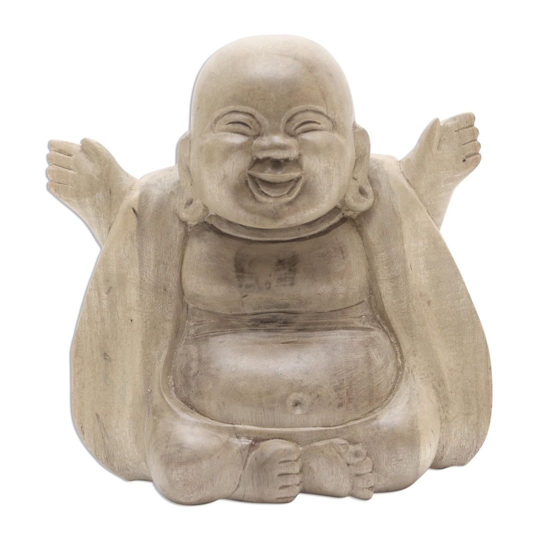 Buddha Sculpture in Hibiscus Wood - Mirthful Buddha