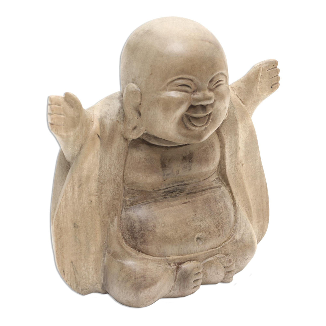 Buddha Sculpture in Hibiscus Wood - Mirthful Buddha
