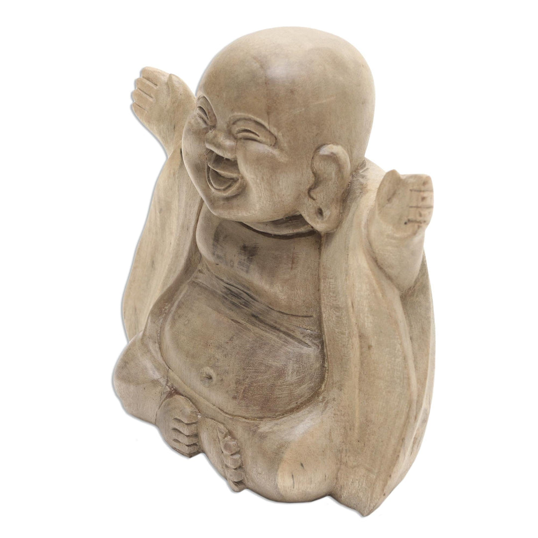 Buddha Sculpture in Hibiscus Wood - Mirthful Buddha