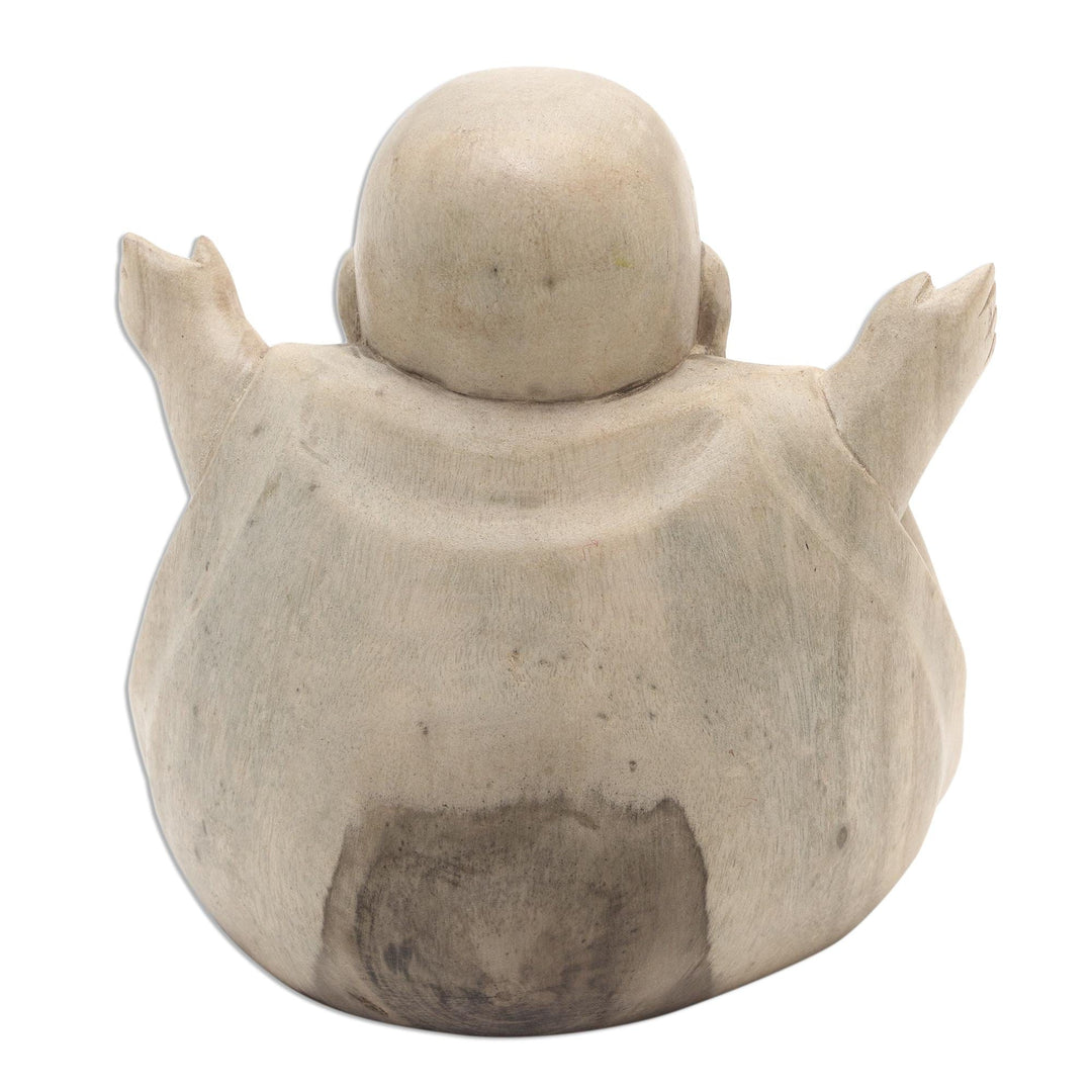 Buddha Sculpture in Hibiscus Wood - Mirthful Buddha