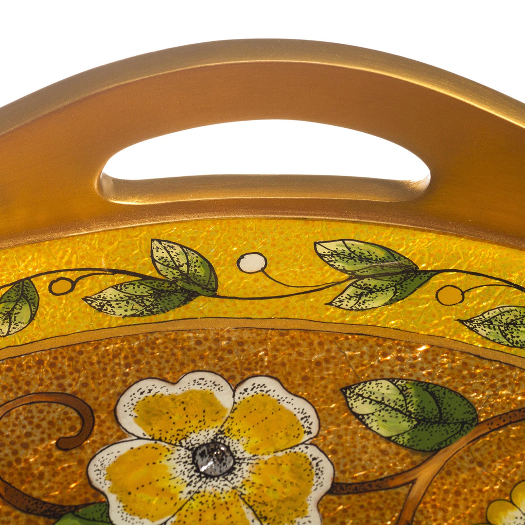 Reverse-Painted Glass Tray with Hummingbird - Highland Hummingbird in Gold