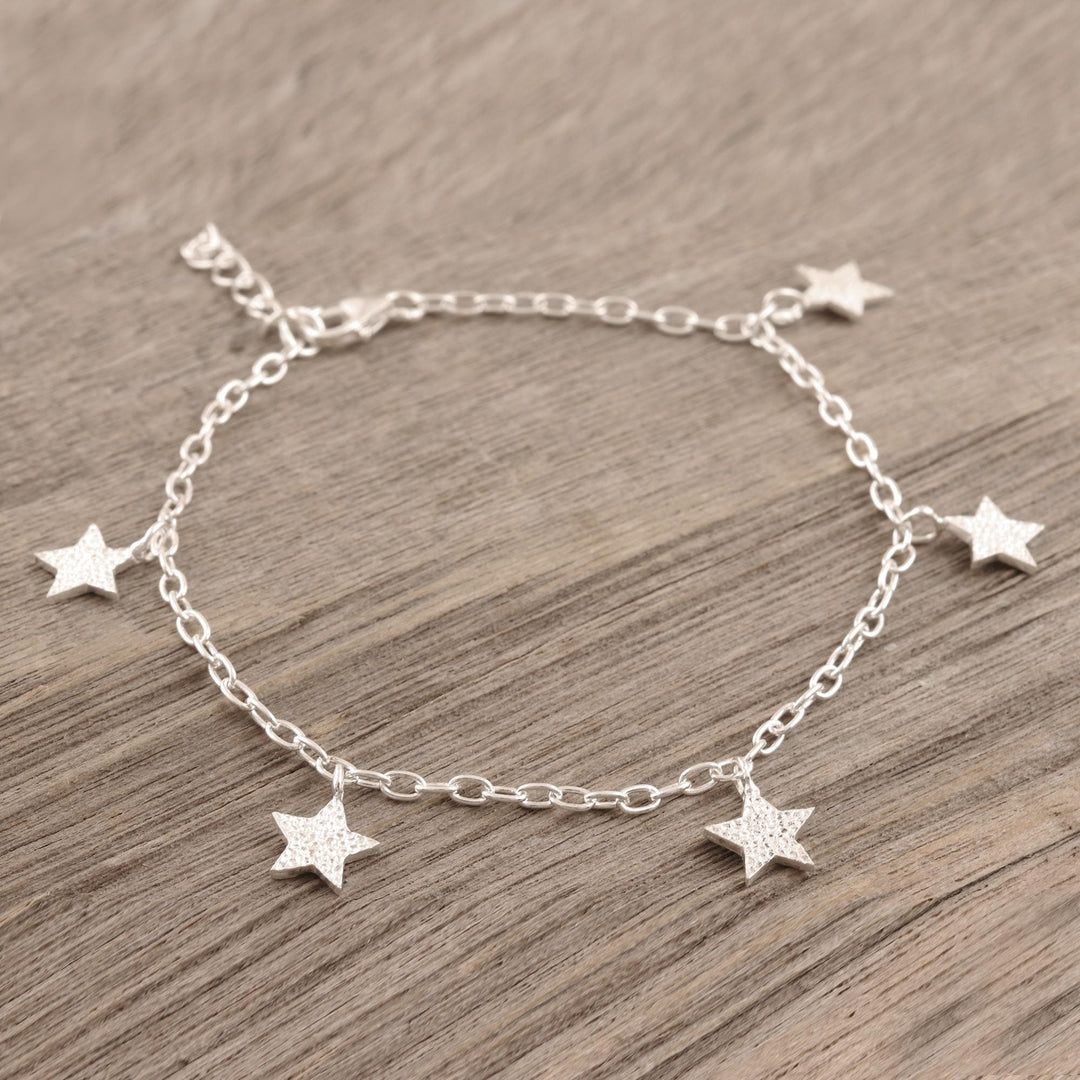 Hand Crafted Sterling Silver Charm Bracelet - Dancing Stars