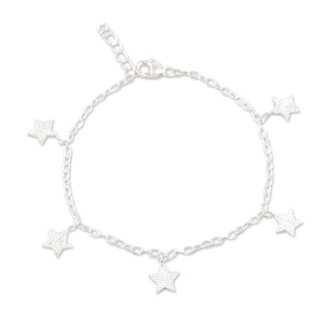 Hand Crafted Sterling Silver Charm Bracelet - Dancing Stars