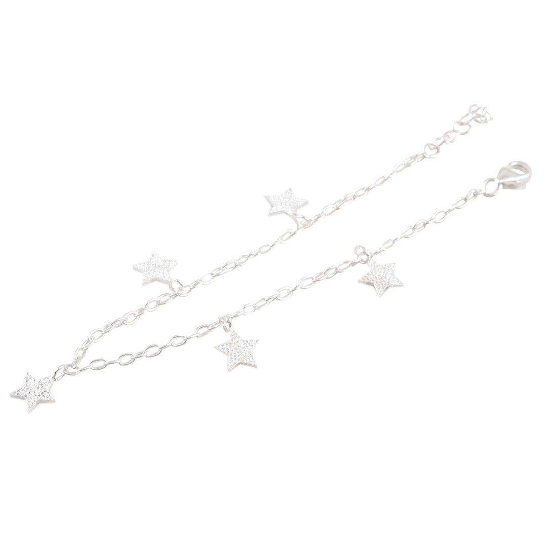 Hand Crafted Sterling Silver Charm Bracelet - Dancing Stars