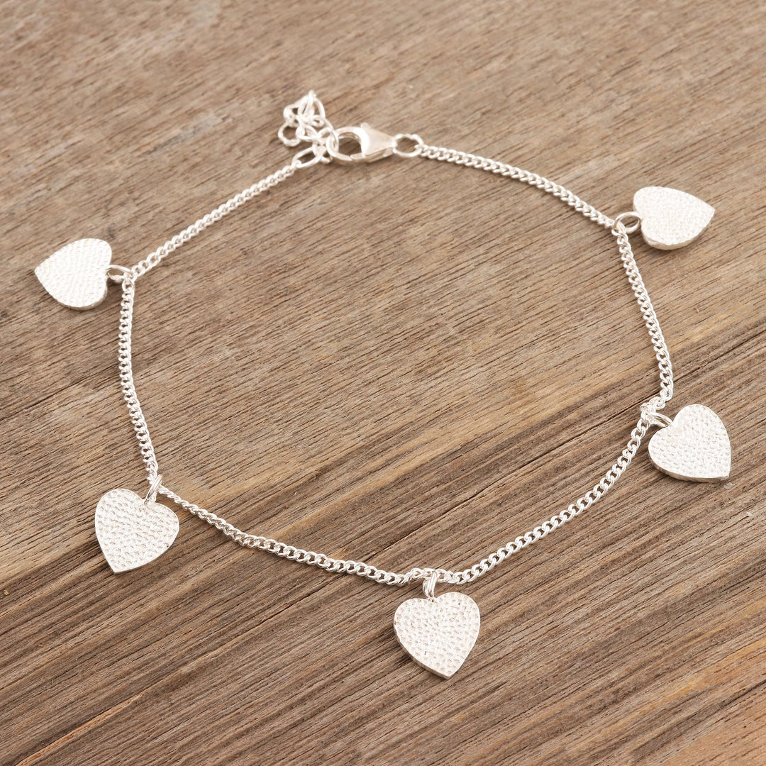 Handmade Sterling Silver Heart Charm Bracelet - Love Fool