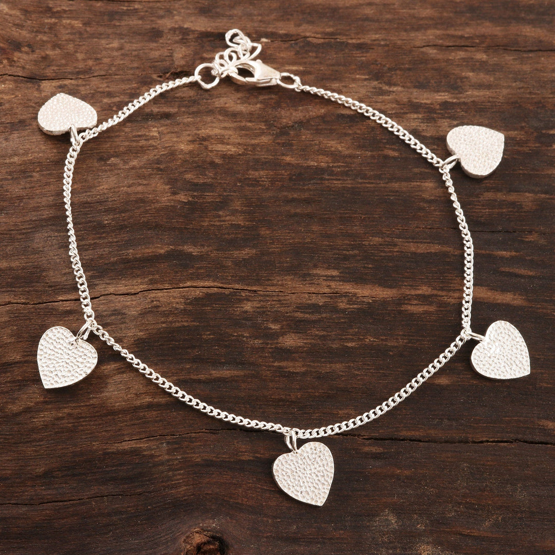 Handmade Sterling Silver Heart Charm Bracelet - Love Fool