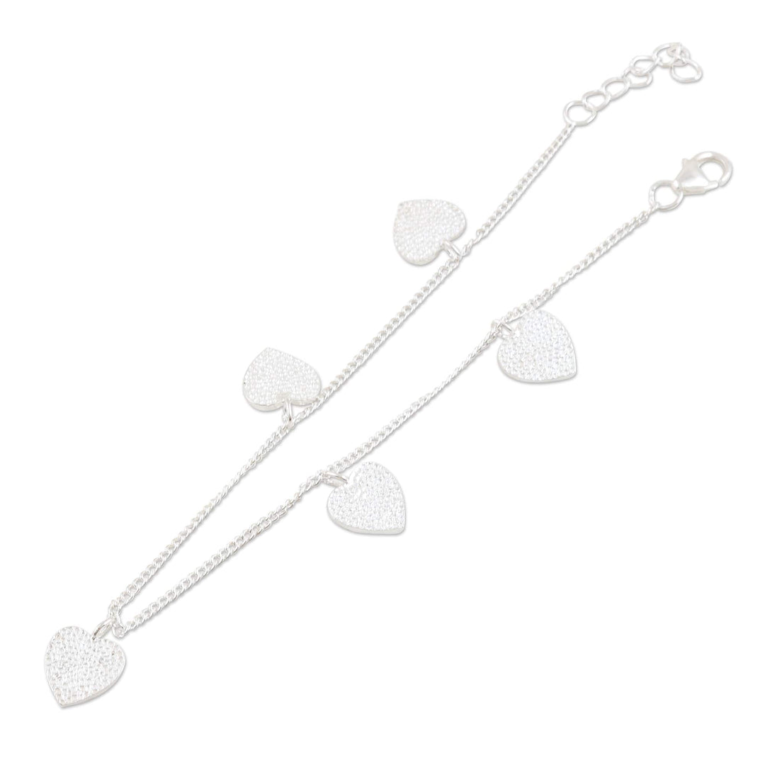 Handmade Sterling Silver Heart Charm Bracelet - Love Fool