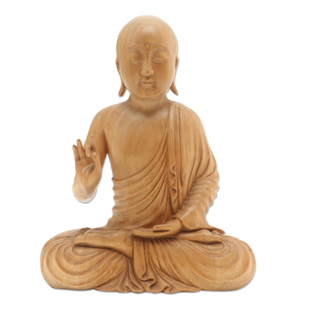 Balinese Crocodile Wood Buddha Statuette - Karana Mudra Buddha