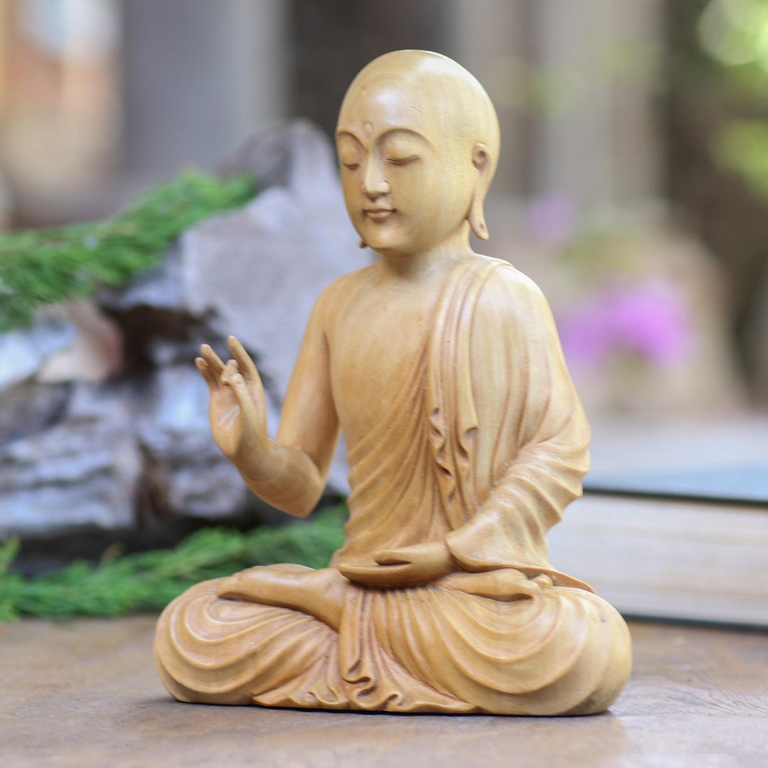 Balinese Crocodile Wood Buddha Statuette - Karana Mudra Buddha