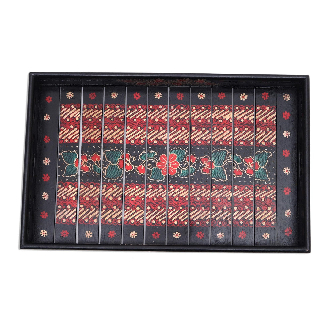 Hand Made Floral Batik Decorative Tray - Kawung Beauty