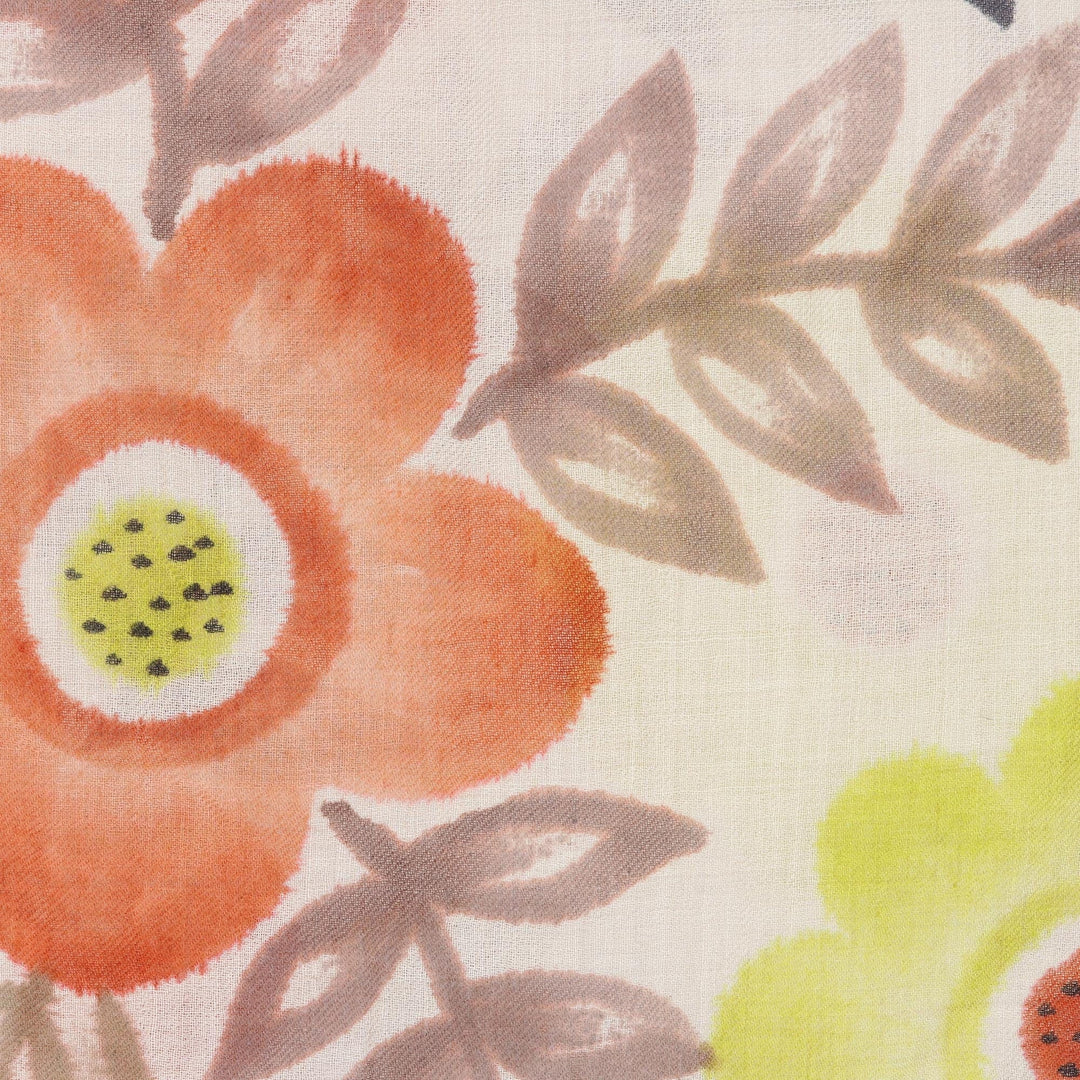 Floral Wool Shawl - Spring Rain