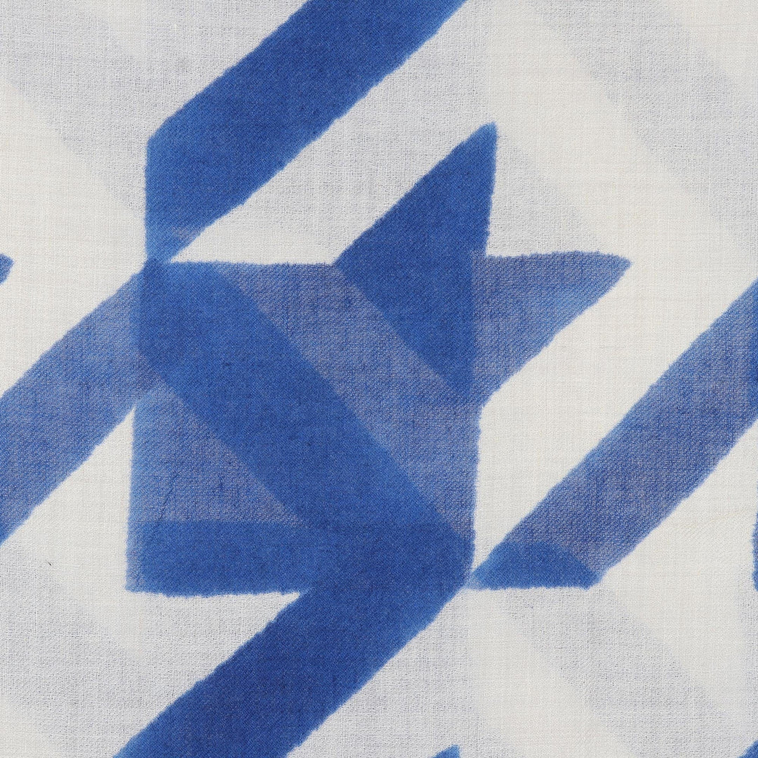 Handmade Blue Wool Shawl - Tidal