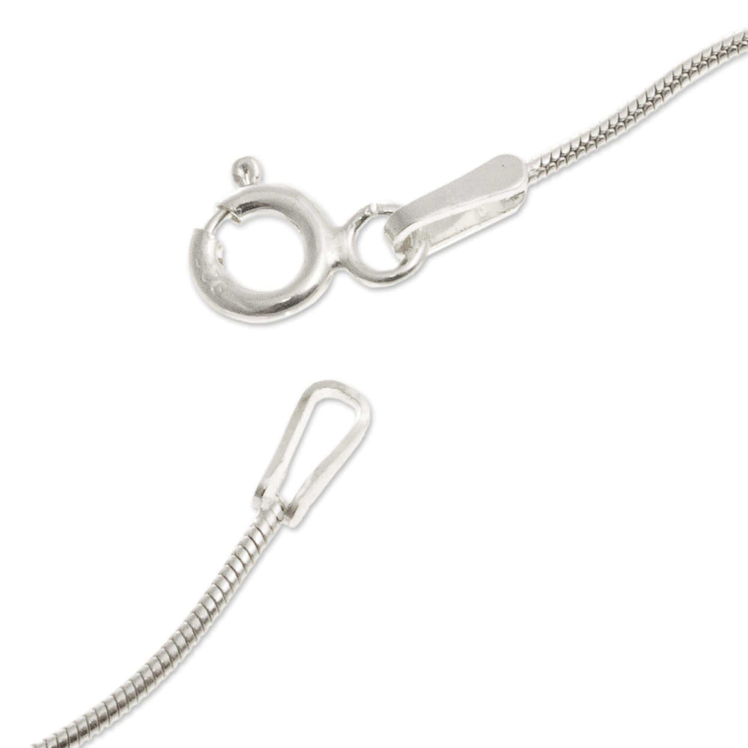 Sterling Silver and Pink Opal Necklace - Crowned Crescent