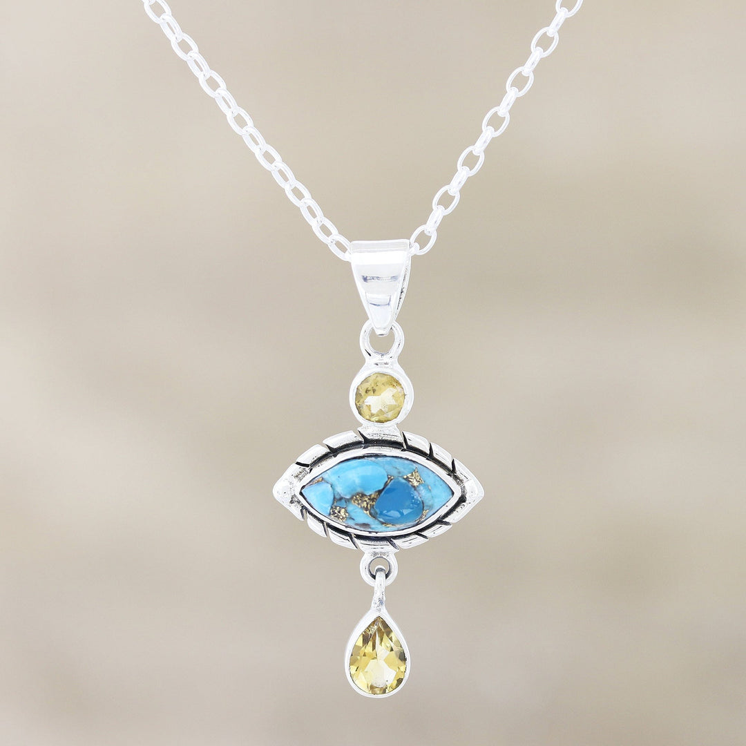 New. Turquoise and citrine outlet pendant