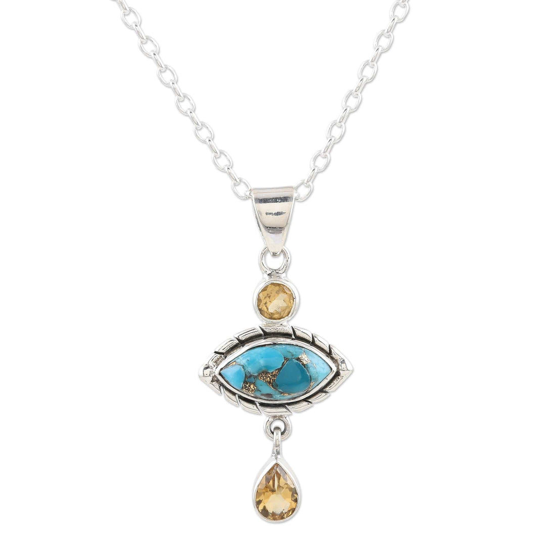 New. outlet Turquoise and citrine pendant