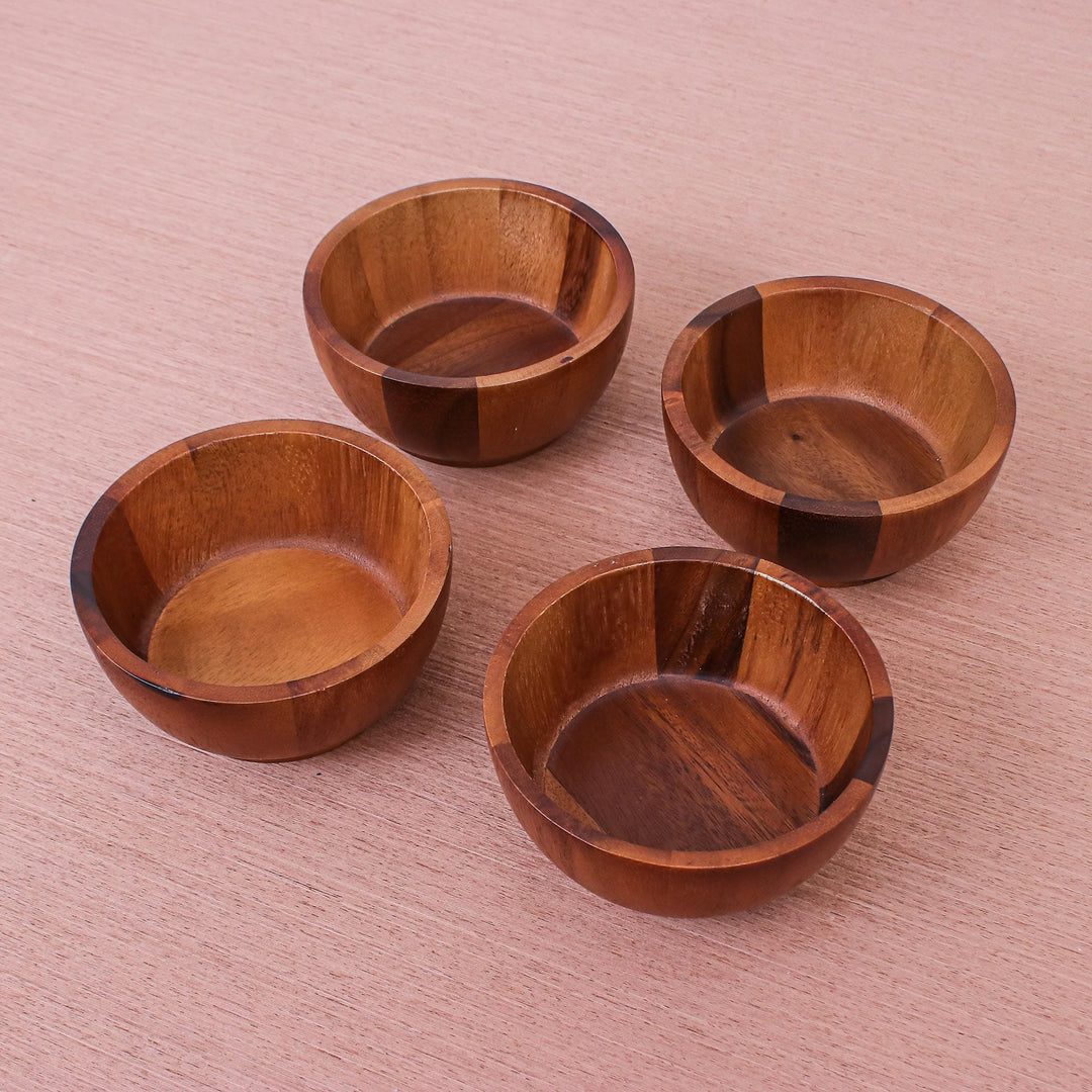 Artisan Crafted Wood Bowls from Thailand (Set of 4) - Daily Meal