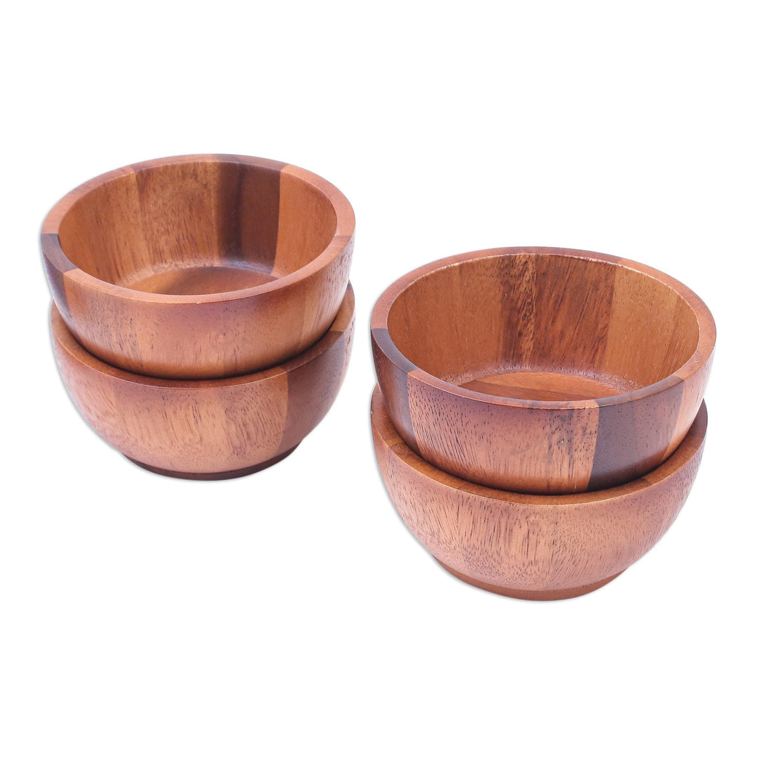 Artisan Crafted Wood Bowls from Thailand (Set of 4) - Daily Meal