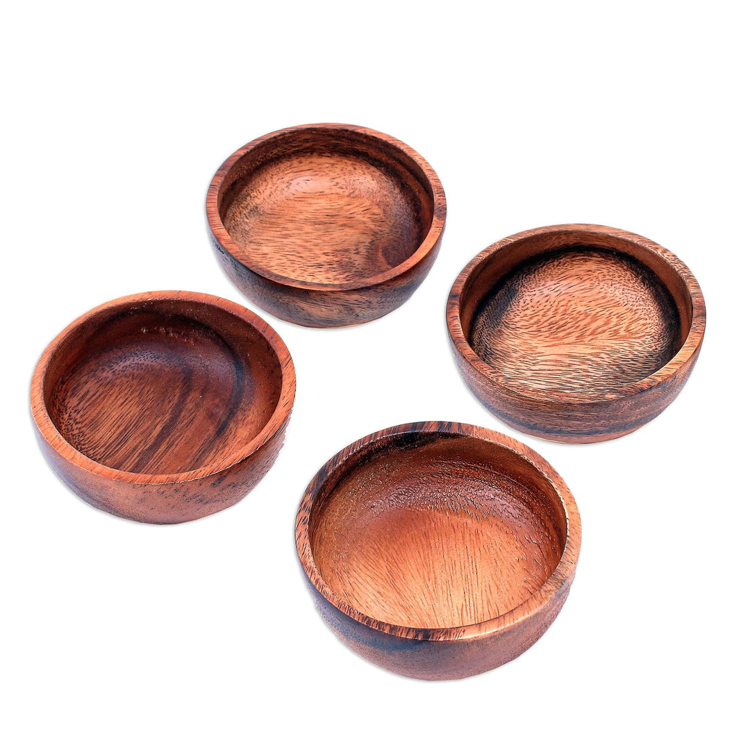 Hand Crafted Raintree Wood Snack Bowls (Set of 4) - Feeling Famished