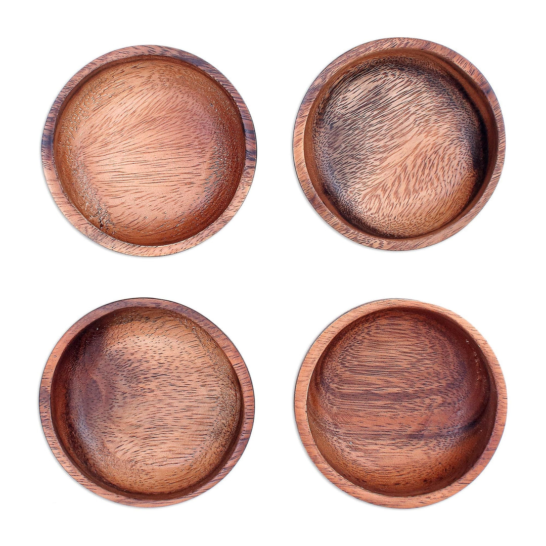 Hand Crafted Raintree Wood Snack Bowls (Set of 4) - Feeling Famished