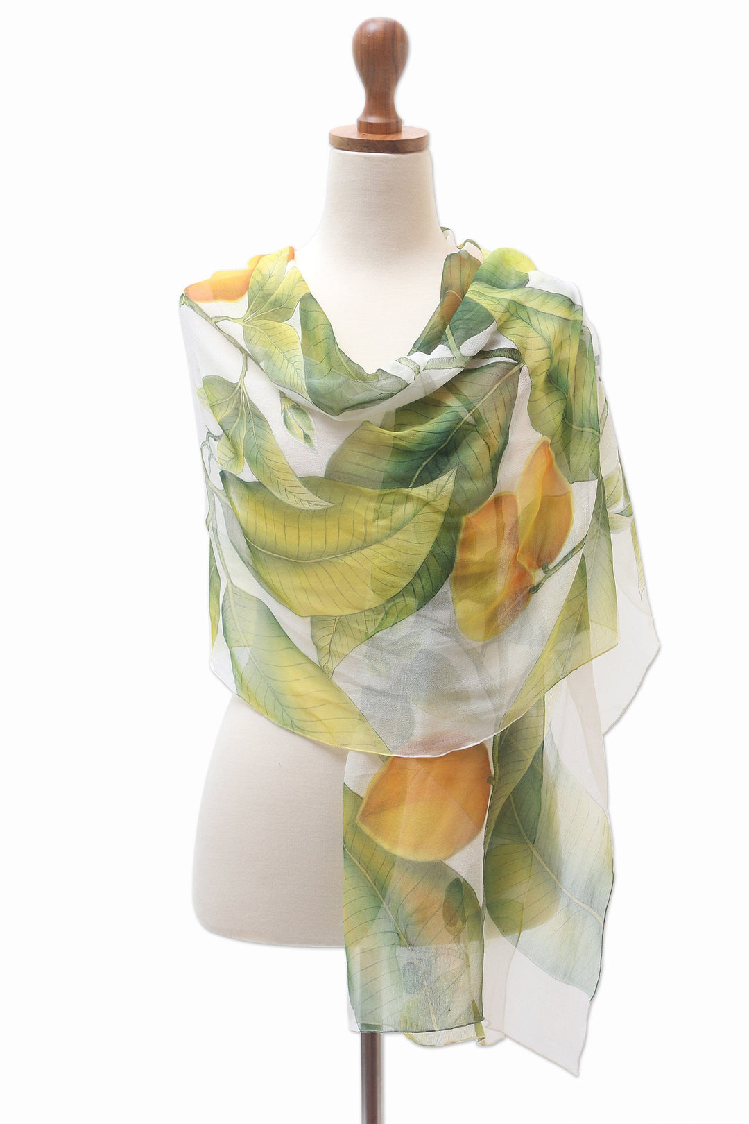 Hand-Painted Silk Chiffon Lemon-Motif Shawl - Make Lemonade