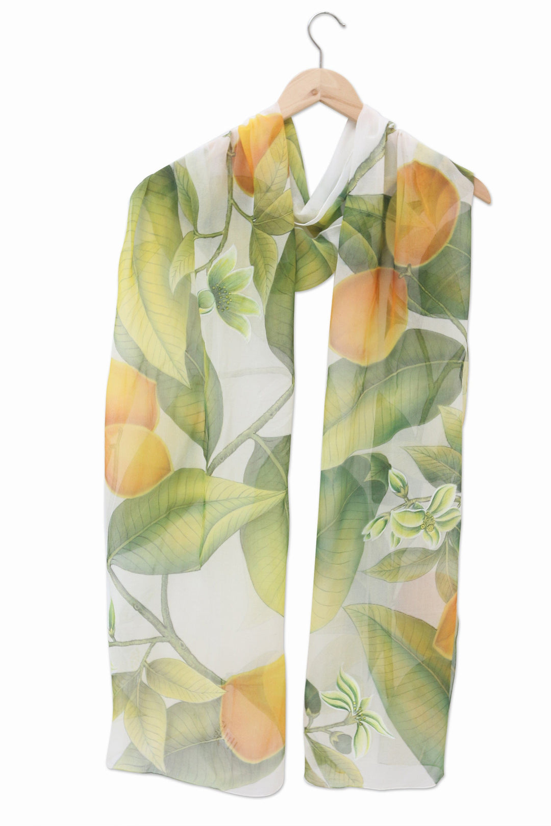 Hand-Painted Silk Chiffon Lemon-Motif Shawl - Make Lemonade