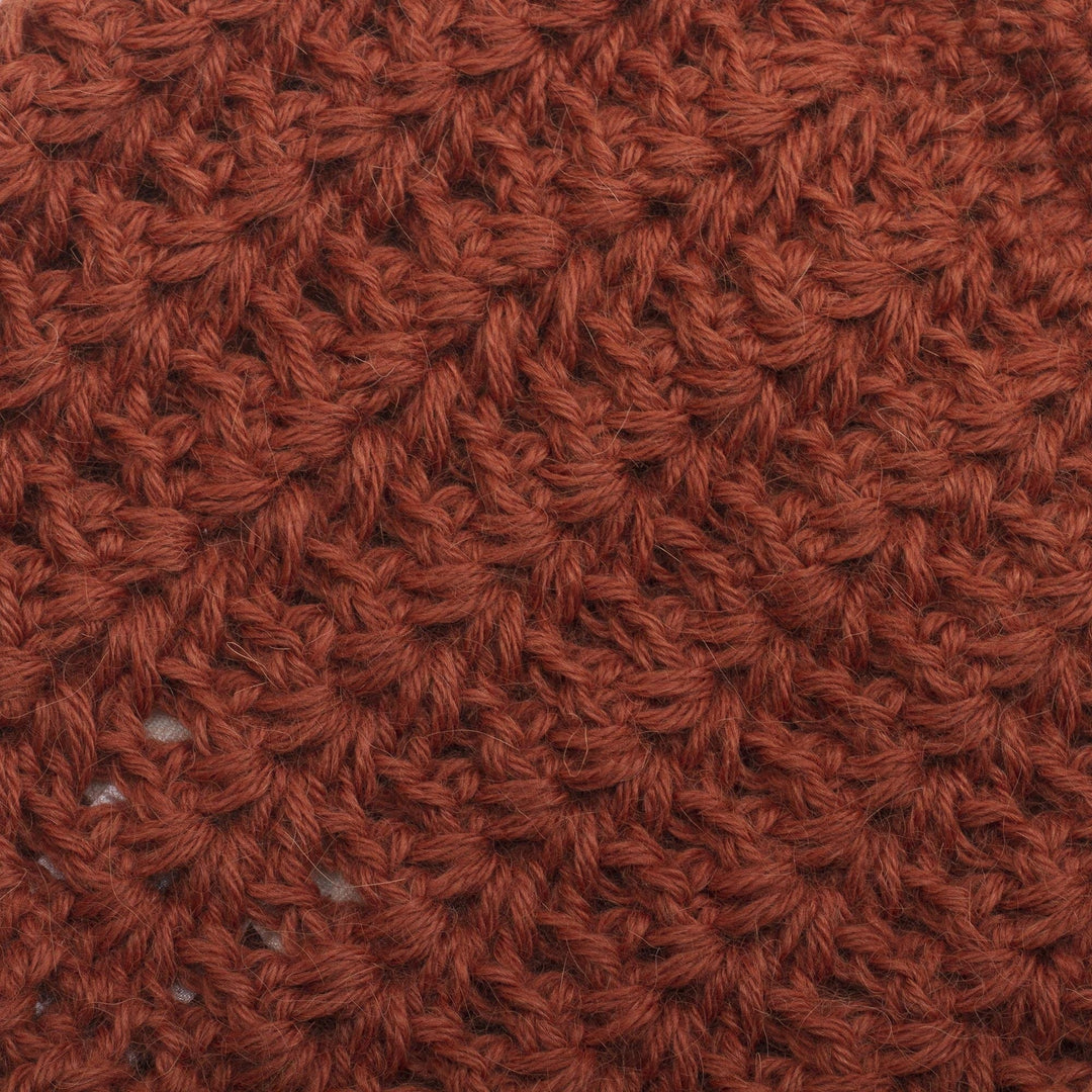 Hand Crocheted Burnt Sienna 100% Alpaca Hat - Burnt Sienna Stars Align
