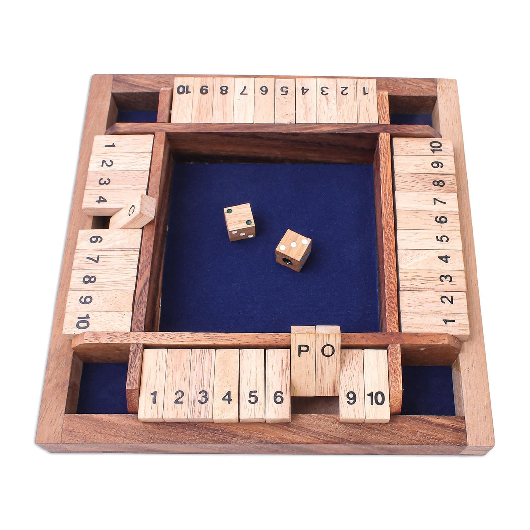 Handcrafted Rain Tree Wood Shut the Box Game from Thailand - Shut The Box