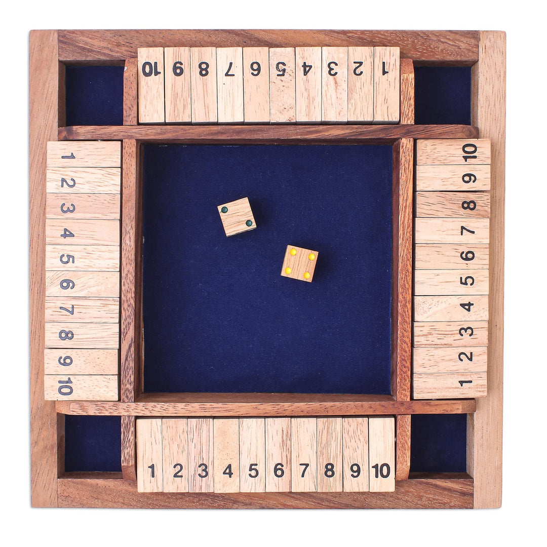 Handcrafted Rain Tree Wood Shut the Box Game from Thailand - Shut The Box